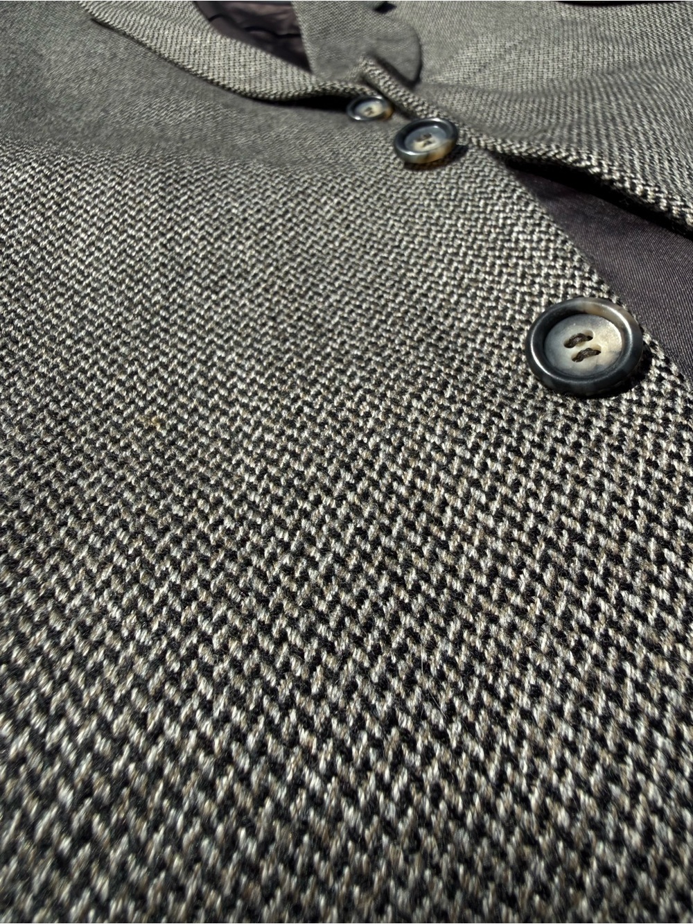 Moores Vintage Herringbone Tweed Jacket Mens 44R Gray Sport Coat 100% Wool
